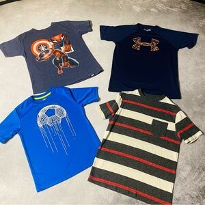 Boys Shirt Lot Size 8 Small Under Armour Spider-man Soccer Wide Striped Clothing